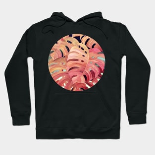 Monstera Love in Magenta and Coral - oil painting Hoodie